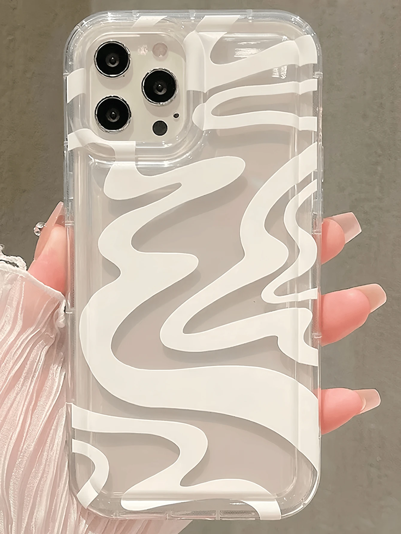 1 قطعة بطانية هاتف TPU مقاوم للصدمات بتصميم وسادة هوائية منحني ومموج مخصص وبسيط بتغطية كاملة متوافق مع Apple 18 17 16 15 14 13 12 11 Pro Max Air والسلسلة - متعدد الألوان - مشاهدة 1