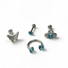 Satan's Child Blue Sky Lip Piercing Ring, Drinkable Lip Ring, Piercing Jewelry, Cartilage Stud, Suitable For Halloween, Christmas And Daily Wear - Blue Ring - View 3