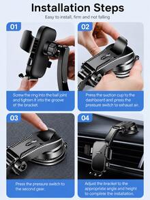 360° Rotatable Suction Cup Car Phone Holder, Flexible Long Arm Dashboard & Windshield Mount, Strong Adhesive Base Hands-Free Phone Stand, ABS Material Universal Smartphone Navigation Bracket, Suitable For Vehicles - A - View 10