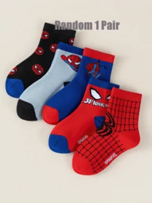 Disney 1/5/10 Pairs Kids Mid-Calf Socks Boys Cartoon Comfortable Breathable Short Socks Perfect As Boys Gift For School Wear And Easter Gift New Spring/Summer - Multicolor - View 13