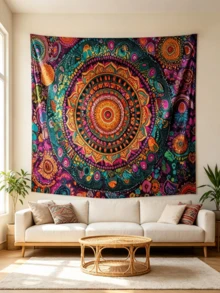 1pc Mandala Tapestry Background Cloth, Bohemian Print Tapestry, Suitable For Home Decor, Yoga Studio Decor, Bedroom Decor, Living Room Decor And Office Decor, Multiple Sizes Available, 2D Flat - Multicolor - View 1