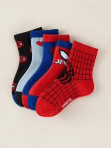 Disney 1/5/10 Pairs Kids Mid-Calf Socks Boys Cartoon Comfortable Breathable Short Socks Perfect As Boys Gift For School Wear And Easter Gift New Spring/Summer - Multicolor - View 3