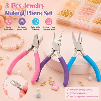QIAO 3 PiecesJewelry-Making Pliers Set-Jewelry-Making Tools Suitable For Jewelry Repair, Wire Wrapping, Beading, And Craft Projects