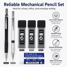 Mechanical Pencil Set, 2 Packs 0.5mm & 0.7mm Metal Mechanical Pencils , Refillable Drafting Pencils For Students, School, Office, Writing & Drawing - Multiple Styles - View 11