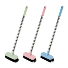 Long Handle Cleaning Brush, Perfect For Bathroom Cleaning. Its Sturdy Bristles Effectively Remove Stubborn Stains. Designed For Easy Use, Keeping Hands Clean. Ideal For Deep Cleaning Toilets. - Multi-color - View 3