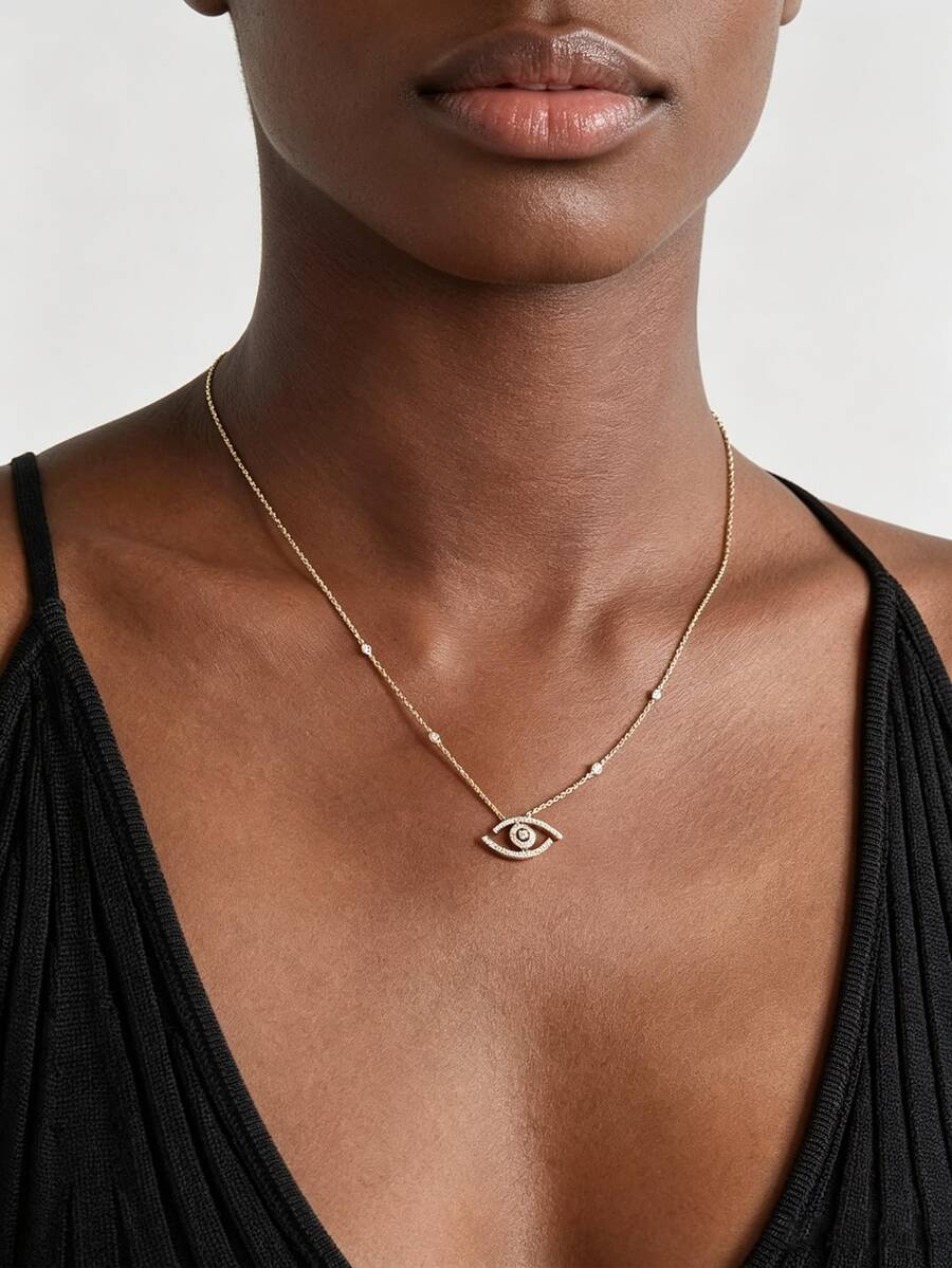 outingfit 1pc Multi-Layer Daily Layered Collarbone Chain Necklace For Women, Simple Versatile Elegant Rhinestone Bead Chain, Beach Vacation Style Accessory - Gold - View 1