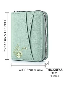 Women Rose & Moon Star Print Zipper Around Short Wallet, Accordion-Style Multi-Card Holder Coin Purse, Compact Small Purse For Daily Use - Multicolor - View 10
