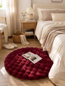 Soft Fluffy Rug Burgundy Area Round Rug,For Bedroom,Living Room,Study,Office,Washable & Non-Slip,Cute Rug,Living Room Rug,Bedroom Rugs,Bedside Rug,Faux Fur Rug,Decorative Rug,Faux Fur Rug,Bedroom Decor,Winter Decoration,Autumn Home Decor,Room Decor - Burgundy - View 4