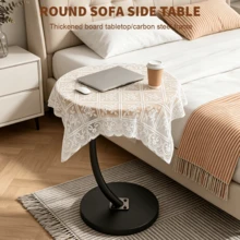 Lislark C-Shaped Sofa Side End Table Coffee Laptop Table,Lightweight Mobile Bedside Storage Rack,Living Room Bedroom - Wood Color - View 8