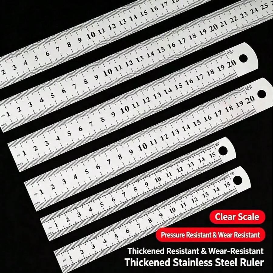 15/20/30cm Stainless Steel Metal Straight Ruler Precision Double Sided Precision Measuring Tool Scale Metric Ruler Accessories - Multiple Styles - View 1
