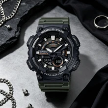 Casio 10-Year Battery Dual Display Fashion Outdoor Sports Waterproof Sports Watch Quartz Movement Resin Strap - Black - View 8
