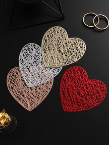 6-24pcs Hollow Heart Heat-Insulated Coasters, Vintage Lace Style PVC Round Lace Edge Non-Slip Heat-Resistant Table Mats, Suitable For Christmas Afternoon Tea Home Party - Multicolor - View 2