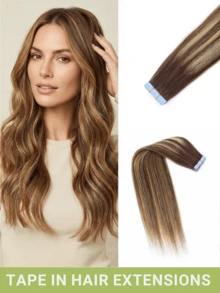 20pcs Tape In Hair Extensions Real Human Hair Extension For Salon Straight Human Hair Extensions Seamless Skin Weft Double Sided Tape Ins Hair Extension Invisible Tape In Hair Extensions - Multicolor - View 88