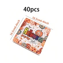 20pcs Halloween Printed Napkins, Pumpkin Skull Spider Web Candy Pattern Napkins, Suitable For Holiday Party Restaurant Table Decoration - - Compatible With Halloween Decorations - Horror Theme Tableware, Holiday Tableware, Trick Or Treat Party Napkins, Theme Event Decoration, Double Layer Paper - Multi-color - View 13