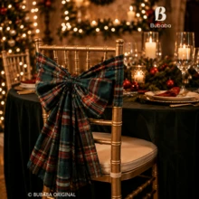 4pcs Christmas Scottish Plaid Chair Back Bowknot Ribbons, Red And Green Checkered Dining Chair Sashes, Wedding Banquet Holiday Party Bamboo Chair Decor - Multicolor - View 6