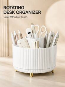 360° Rotating Pen Holder Desktop Storage Box, Large Capacity Stationery Organizer, Multi-Function Pencil Cup, Suitable For School, Office, Makeup Brushes And Study Desk - Star - View 5