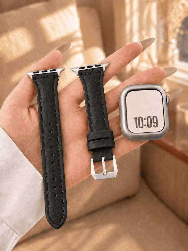 1PC Solid Color PU Leather Watch Band Compatible With Apple Watch 38mm 40mm 41mm 42mm 44mm 45mm 46mm 49mm, Ultra SE Series Replacement Sports Band 1 2 3 4 5 6 7 8 9 10 11, SE, Unisex Casual Smart Watch Band Accessory, Suitable For Daily Wear, Outdoor Sports, Fitness, Travel, Gift For Friends And Family