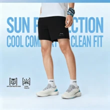LI-NING 健身系列男士冰感防曬運動短褲 AKSW135 - 黑色 - 查看 1