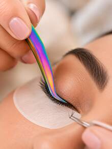 Pinça Curva Profissional para Extensão e Alongamento de Cílios Lash Designer Precisão Fio a Fio e Volume - Visão 8