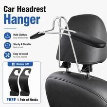 Car Retractable Clothes Hanger, Car Seat Hanging Rack, Includes 1 Pair Of Car Hooks - Black - View 1