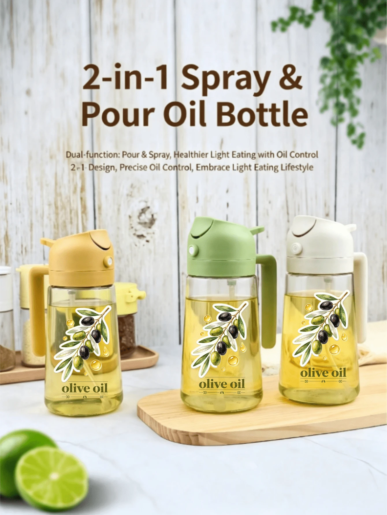 1pc 470ml Cooking Oil Dispenser - 2-In-1 Olive Oil Sprayer - 470ml Olive Oil Bottle - Cooking, Restaurant Cooking, Salad, BBQ, Food, Kitchen, Travel Sprayer - Kitchen Supplies, Cooking Tools, Kitchen Utensils