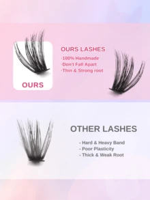 4 Pairs Spiky Lash Clusters, Thick Lash Tufts With Pointed Tips, Wispy Cluster Lash Extensions, D Curl Individual Lashes, 30D/40D/50D/60D Fluffy Lash Clusters, DIY Lash Look, Individual Lashes - View 5