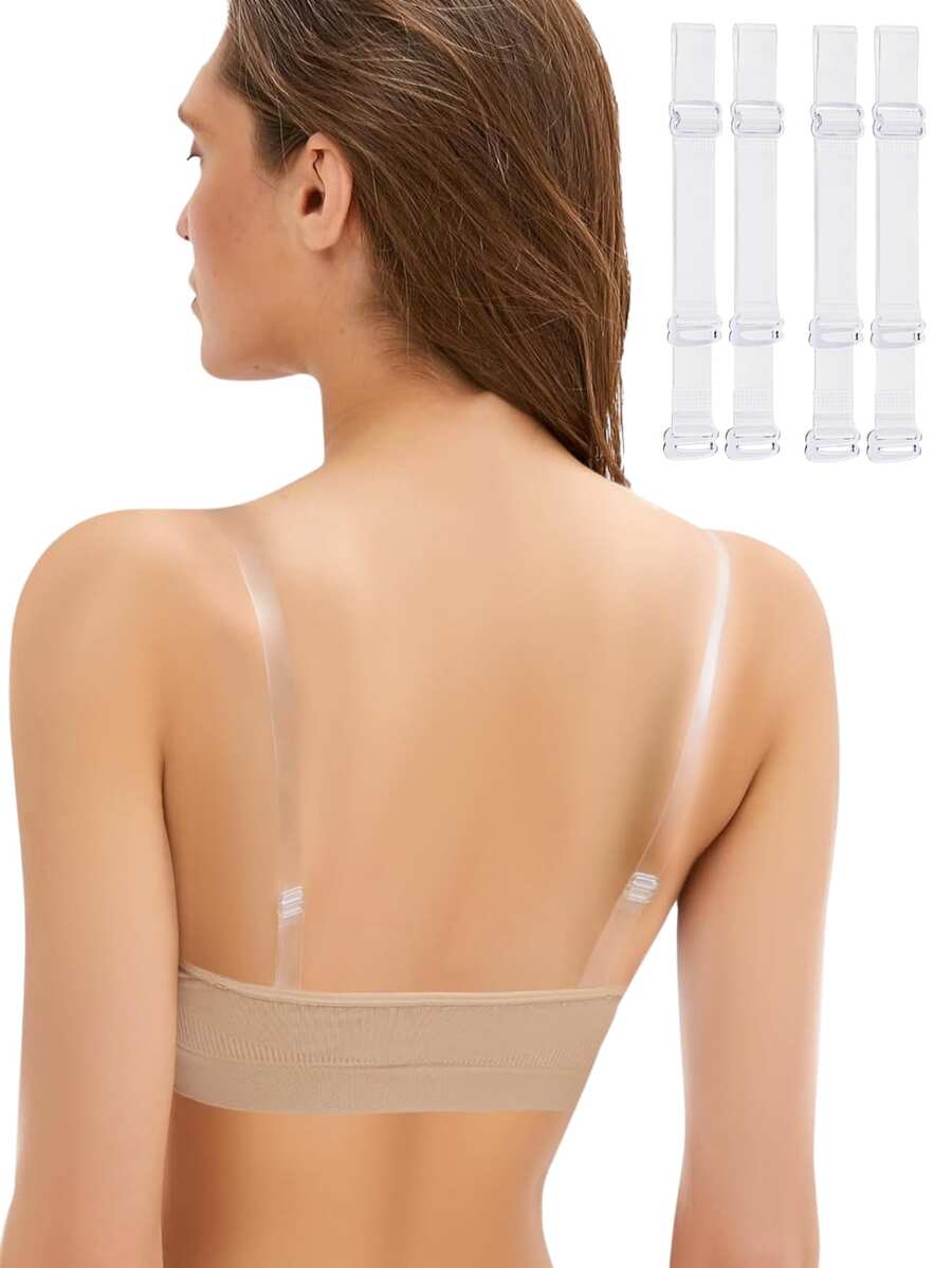 2 Pairs, Transparent Bra Straps With Widths Of 1.0 Cm, 1.2 Cm, 1.5 Cm, And 1.8 Cm Respectively - Clear - View 1