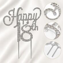 Silver Rhinestone Happy 18th Birthday Cake Topper, Sparkling Number 18 Cake Decoration For Birthday Party, Coming Of Age & Celebration - Style a - View 12
