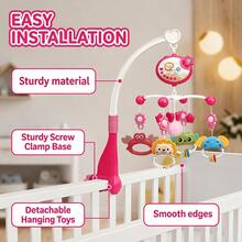 Mainan Gantung Ranjang Bayi dengan Kontrol Jarak Jauh, Lampu Proyeksi Musik Malam, Lonceng yang Dapat Dilepas, Mainan Pengantar Tidur Berputar 360°, Mainan Visual Multisensori untuk Bayi - MultiWarna - View 3