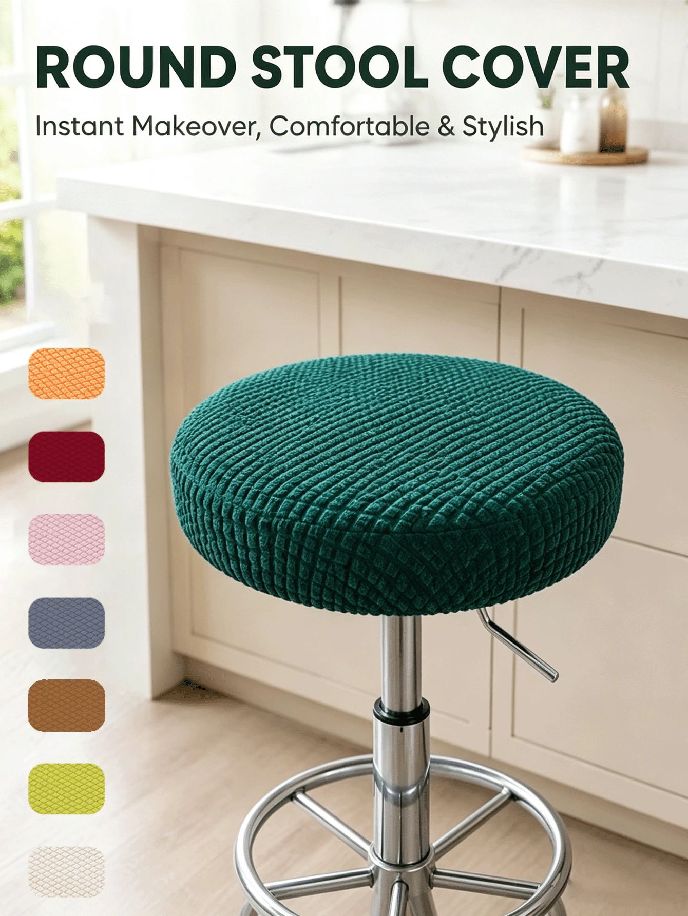 Elastic Round Stool Cover, High Stool Cover, Bar Chair Cover, Swivel Chair Cover (Suitable For Hair Salon), Removable And Washable Chair Cover, Machine Washable, Suitable For All Seasons - Multicolor - View 1