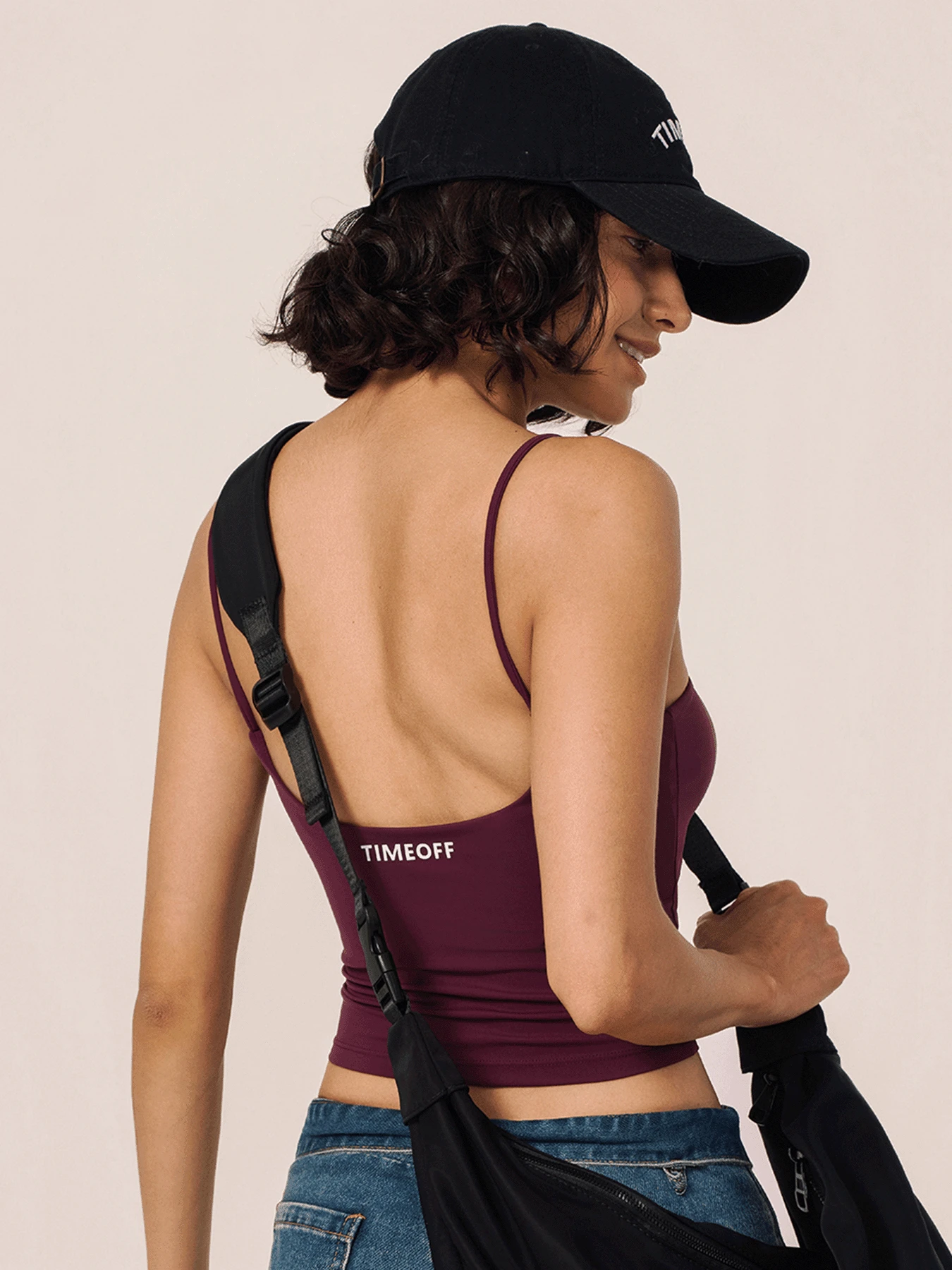 TimeOff Women's 1pc Solid Color Spaghetti Strap Backless Padded Cropped Outdoor Running Fitness Tank Top - Purple - View 1