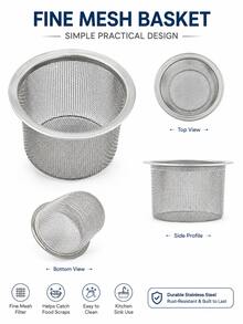 2pcs Stainless Steel Kitchen Sink Strainer Basket, Fine Mesh Drain Filter, Filters Food Residue And Debris, Rust-Proof Reusable, Easy To Clean, Suitable For Daily Use Kitchen Sink Filter - Multiple Styles - View 8