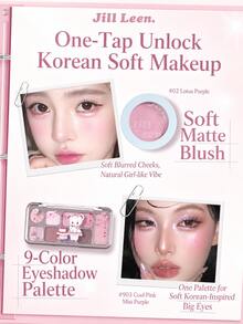 jill leen Little Bear Eyeshadow Nine-Color Matte Glitter Eyeshadow Palette Versatile Long Lasting Blendable Eyeshadow Brand Beauty Makeup - 眼影盤903+腮紅02 - 查看 1