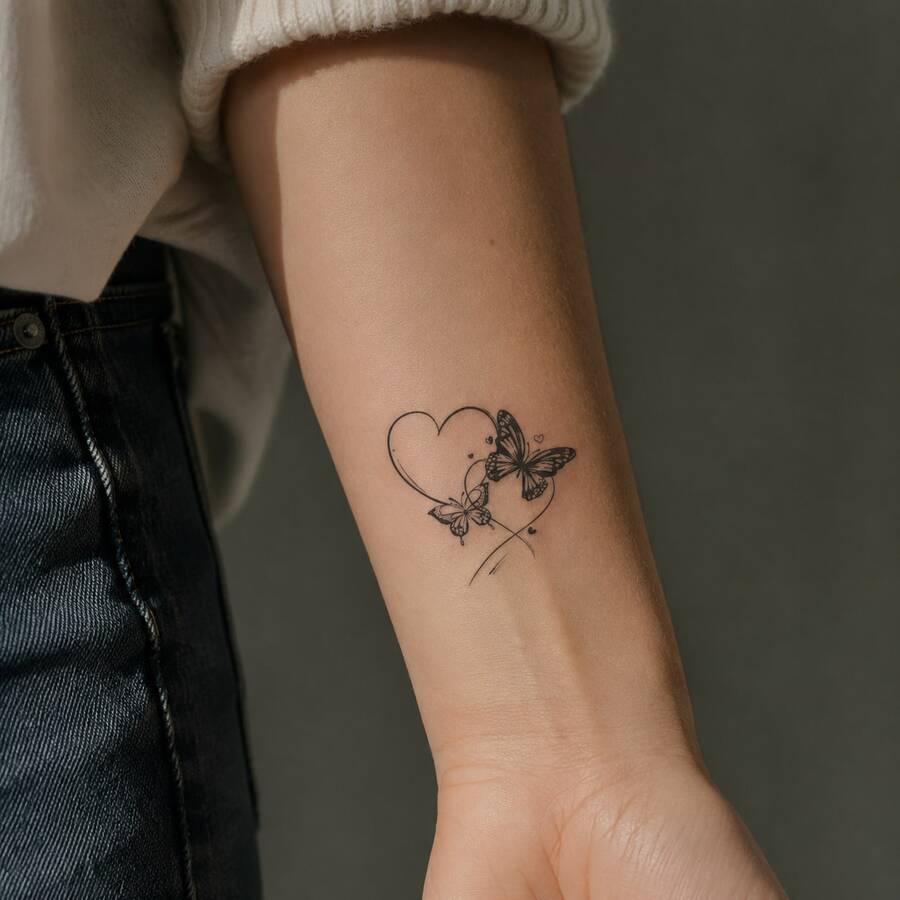 1 buah Stiker Tato Tahan Air dan Anti Pudar, Desain Kupu-kupu & Hati Realistis untuk Lengan dan Kaki, Cocok untuk Pria & Wanita, Penggunaan Sehari-hari - Grey - View 1