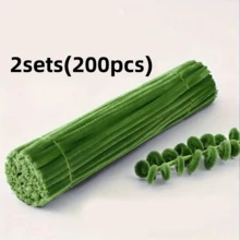 2套(2000支/200支)綠色手工花藝管毛絨線組，升級加密軟布毛絨金屬絲，適合初學者DIY藝術手工 - 綠色 - 查看 11