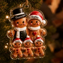 Custom Gingerbread Family Christmas Ornament, Personalized Tree Decor, Festive Holiday Style, Customized 3-8 Names Family Keepsake, Customizable Christmas Hanging Decoration, Family Name Ornament, Christmas Home Decor, Christmas Gift, 2D Flat - Style C - View 4