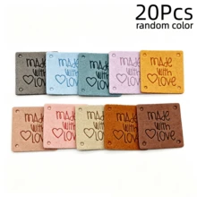 10/20/40/60/80Pcs Mixed Color Square Handmade Labels, Colorful Leather Labels, Microfiber Leather, Decoration For Clothing And Handicrafts - Multicolor - View 13