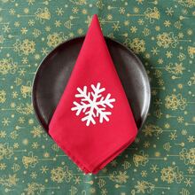 1/2/4pcs Christmas New Year Party Decoration Snowflake Reindeer Christmas Tree Print Solid Color Fabric Placemats Napkins Coasters Tea Towels - Multicolor - View 4