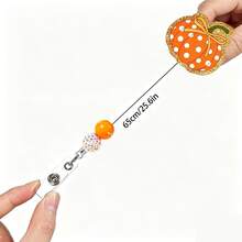 1pc Colorful Pumpkin Beaded Acrylic Retractable Rotating Medical Badge Reel ID Holder, Halloween Costumes For Women, Halloween - Multicolor - View 2