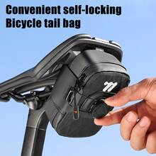 Bicycle Tail Bag With Knob Lock, Mountain Bike Road Bike Quick Release Saddle Bag, Portable Compact Storage Bag - Black - View 2