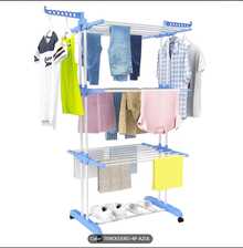 Tendedero de ropa, 4 Niveles Tendederos Plegables Vertical con Ruedas Amplio Espacio de Secado Tendederos, Acero Inoxidable Tendal para Exterior y Interiores - blu - Visualizzare 1
