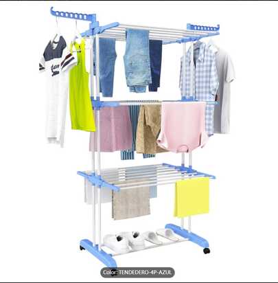 Tendedero de ropa, 4 Niveles Tendederos Plegables Vertical con Ruedas Amplio Espacio de Secado Tendederos, Acero Inoxidable Tendal para Exterior y Interiores