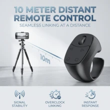 Anillo de control remoto inalámbrico giratorio compatible con las principales plataformas de redes sociales y videos cortos, desplazamiento y disparo sin manos, se puede usar como control remoto de cámara, palo de selfie, control remoto deslizante, con batería incorporada de 30mAh, ideal para vacaciones de verano, viajes y otras ocasiones - Multicolor - Ver 1