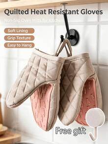 Thick Double‑Layer Heat Resistant Oven Gloves, Fish Embossed Silicone Non‑Slip Oven Mitts, Heat‑Proof Kitchen Protective Gloves For Baking Oven Microwave Use - Multicolor - View 2