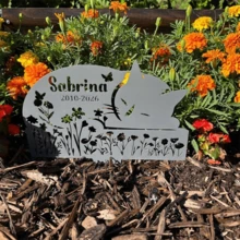 1pc Customized Cat Memorial Gift, Personalized Cat Memorial Keepsake, Metal Grave Marker, Cat Garden Decor, Condolence Gift, Pet Memorial Stake, Yard Decoration - Black - View 5