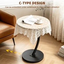 Lislark C-Shaped Sofa Side End Table Coffee Laptop Table,Lightweight Mobile Bedside Storage Rack,Living Room Bedroom - Wood Color - View 9