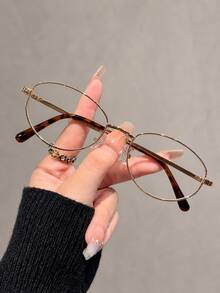 1件復古時尚多邊形金屬小框眼鏡，素鏡片配件，適合女性日常配戴、返校及辦公室使用 - 彩色 - 查看 15