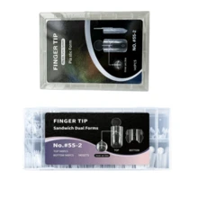 140pcs Sandwich Nail Extension Dual Mold, Inner Arc Short Square Crystal Nail Tips, Double Layer Nail Mold - Clear - View 7