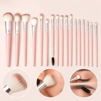 10pcs Professional Makeup Brush Set With Velvet Storage Bag, Soft Bristles, Portable, Includes Foundation Brush, Eyeshadow Brush, Blending Brush, Eyebrow Brush, Suitable For Travel Makeup