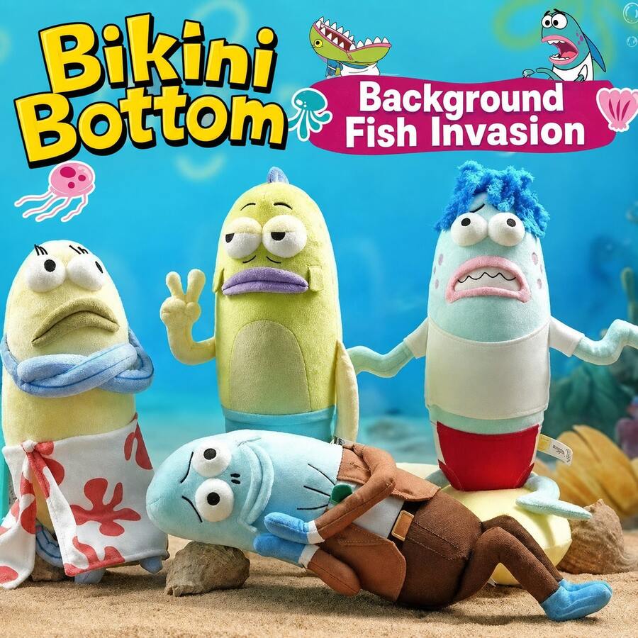 SpongeBob SquarePants 1 buah Boneka Plush Ikan Warga Bikini Bottom SquarePants, Berbagai Figur Ikan Pengamat yang Lucu, Ekspresi Unik, Cocok Sebagai Dekorasi Rumah, Boneka Koleksi, Hadiah Menyenangkan dan Lucu untuk Teman, Pilihan Koleksi Penggemar Merchandise Anime - MultiWarna - View 1